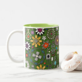 Taza Bicolor tesoros de joyas de boho verde