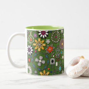 Taza Bicolor tesoros de joyas de boho verde