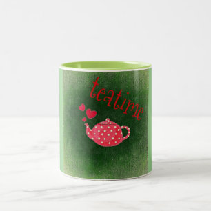 Taza Bicolor Tetera rosa para té de la hora del té