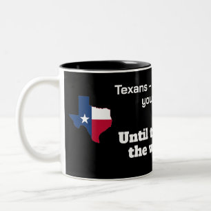 Taza Bicolor Texanos - gente más amigable...¡hasta detrás del v
