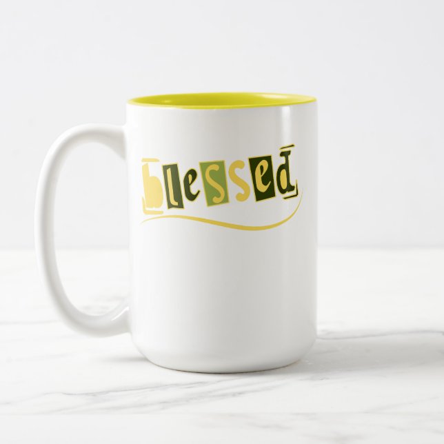 Taza Bicolor Texto ''Bendito'' Elegante (Izquierda)