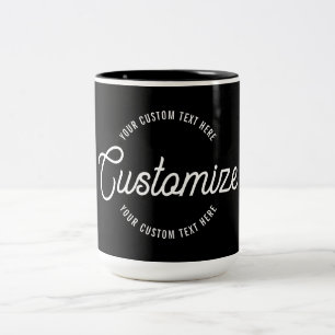 Taza Bicolor Texto circular moderno y elegante con cursiva edit