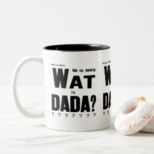 TAZA BICOLOR TEXTO DE AVANT GARDE DADA ART