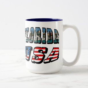 Taza Bicolor Texto de la bandera del estado de Florida y de los
