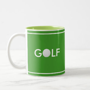 Taza Bicolor Texto de pelota de golf sobre verde