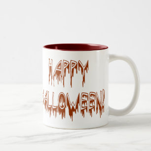 Taza Bicolor Texto de sufrimiento de Halloween