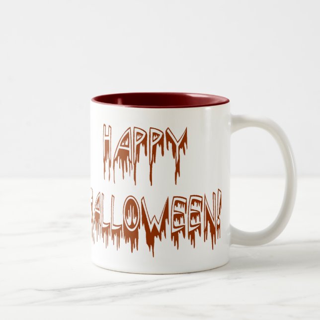 Taza Bicolor Texto de sufrimiento de Halloween (Derecha)