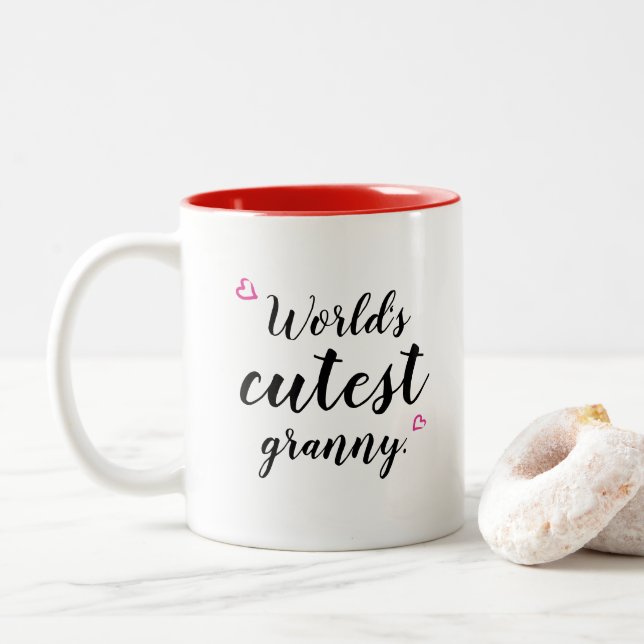 Taza Bicolor texto del personalizar abuelita más linda del (Con donut)