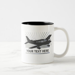 Taza Bicolor Texto del personalizar - aeroplano del ala baja