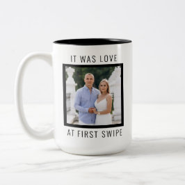 Taza Bicolor Texto editable y foto personalizada del día de San