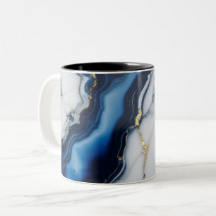 Taza Bicolor textura de mármol blanco azul patrón de textura do