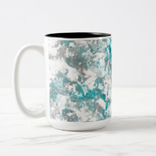 Taza Bicolor Textura de mármol gris y blanco turquesa