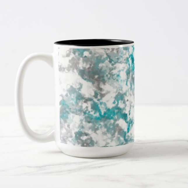 Taza Bicolor Textura de mármol gris y blanco turquesa (Izquierda)
