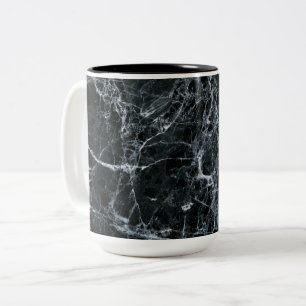 Taza Bicolor Textura de mármol negro