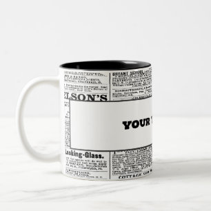 Taza Bicolor Textura de papel de noticias