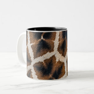 Taza Bicolor textura de piel de animal de jirafa cuero salvaje 