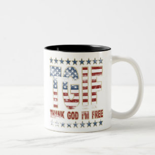 Taza Bicolor TGIF agradecen a dios que estoy libre