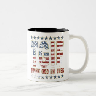 Taza Bicolor TGIF agradecen a dios que estoy libre