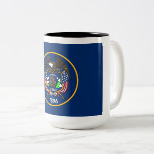 Taza Bicolor The Beehive State Industry Flag of Utah Travel Mug