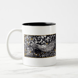 Taza Bicolor Theo Van Hoytema Retro Peacock Clip Art Negro y
