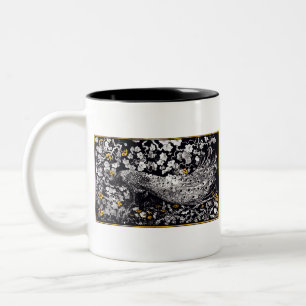 Taza Bicolor Theo Van Hoytema Retro Peacock Clip Art Negro y