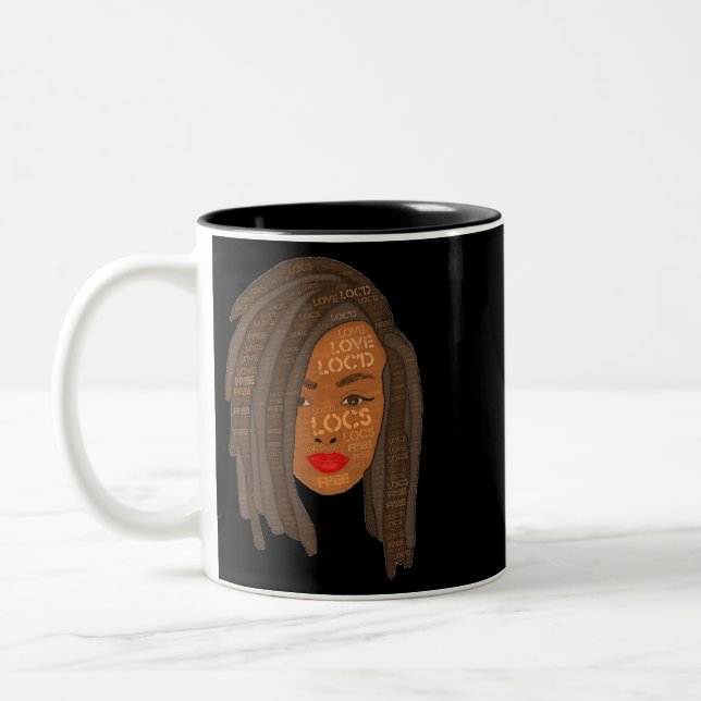 Taza Bicolor Thick Locs Black Woman Dreadlock Art (Izquierda)