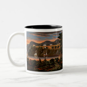 Taza Bicolor Thomas Chambers View of Hudson River at West