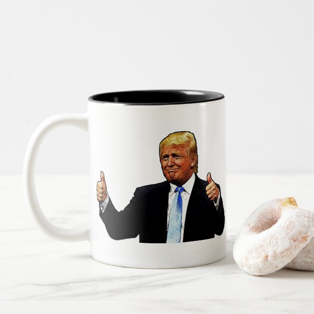 Taza Bicolor Thumbup - Donald Trump (Con donut)