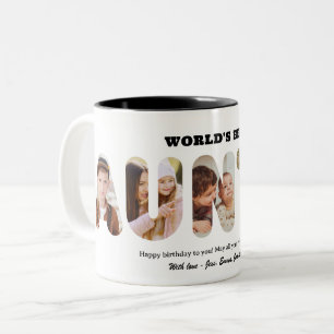 Taza Bicolor Tía Collage de Fotos Personalizado con Palabras La