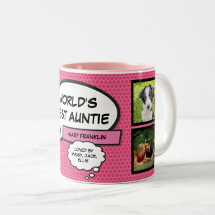 Taza Bicolor Tía Tía divertida genial rosa Comic foto la mejor