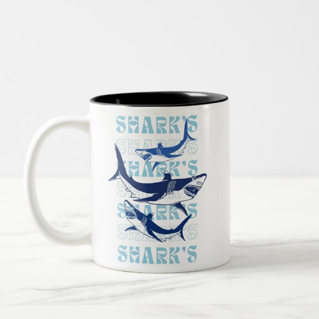 TAZA BICOLOR TIBURONES, TIBURONES, ESTILO (Izquierda)