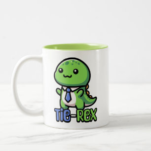 Taza Bicolor ¡Tie Rex! Cute Tie Con Un Pun De Dinosaurio