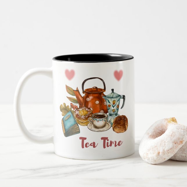 Taza Bicolor Tiempo de té (Con donut)