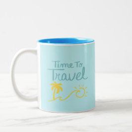 Taza Bicolor Tiempo De Viajar A La Playa