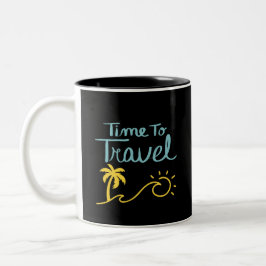 Taza Bicolor Tiempo De Viajar A La Playa