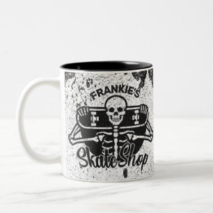 Taza Bicolor Tienda de Skate de Cráneo de Skateboard Personaliz