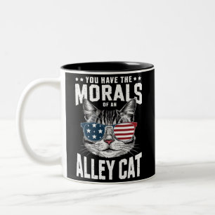 Taza Bicolor Tienes la moral de un gato callejero chiste divert