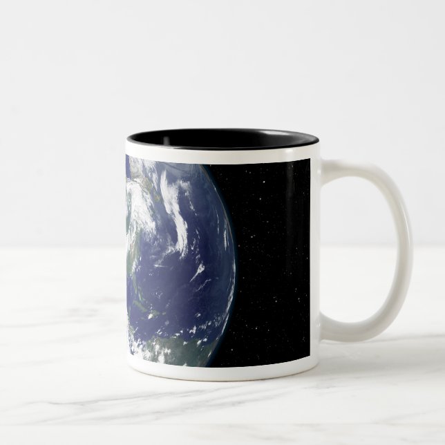 Taza Bicolor Tierra completamente iluminada centrada en América (Derecha)