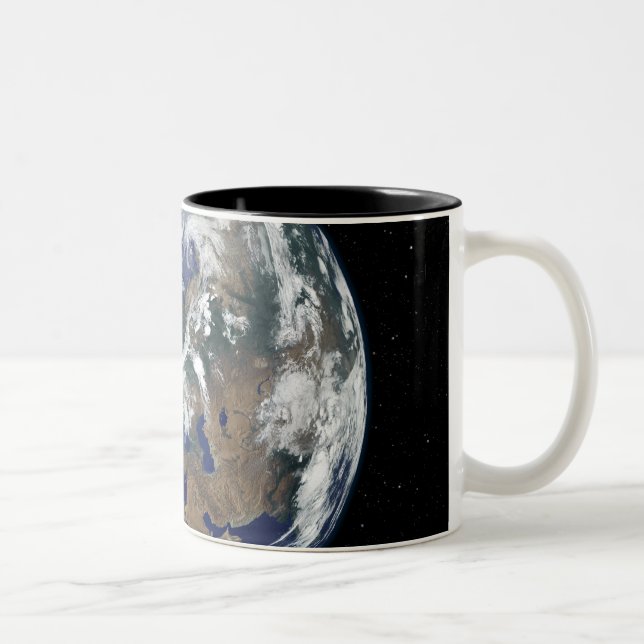 Taza Bicolor Tierra completamente iluminada centrada en Europa (Derecha)