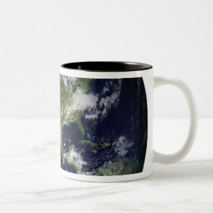 Taza Bicolor Tierra llena que muestra Norteamérica