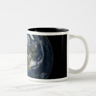 Taza Bicolor Tierra llena que muestra Norteamérica 5