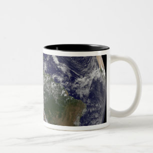 Taza Bicolor Tierra llena que muestra Norteamérica y Amer del