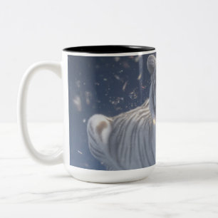 Taza Bicolor Tigre Blanco Bajo la Luz de las Estrellas