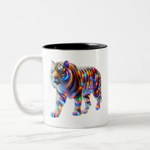 Taza Bicolor Tigre colorido brillante - Arte brillante