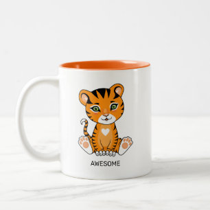 Taza Bicolor Tigre de bebé salvaje animal caricatura