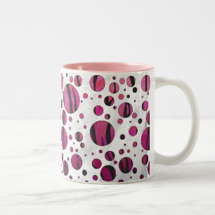 Taza Bicolor Tigre de punto de polka con impresión rosa calient