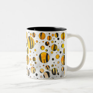 Taza Bicolor Tigre de punto de polka impresión negro y Naranja