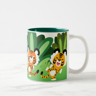Taza Bicolor Tigres Personalizados Cuidados Bailando En La Mugr