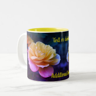 Taza Bicolor Tinta de flores de rosa amarilla personalizada