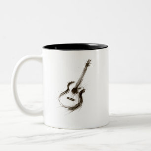 Taza Bicolor Tinta expresiva Guitarra Minimalista Pincel Música